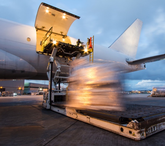 Cargo being stored in the back of a plan